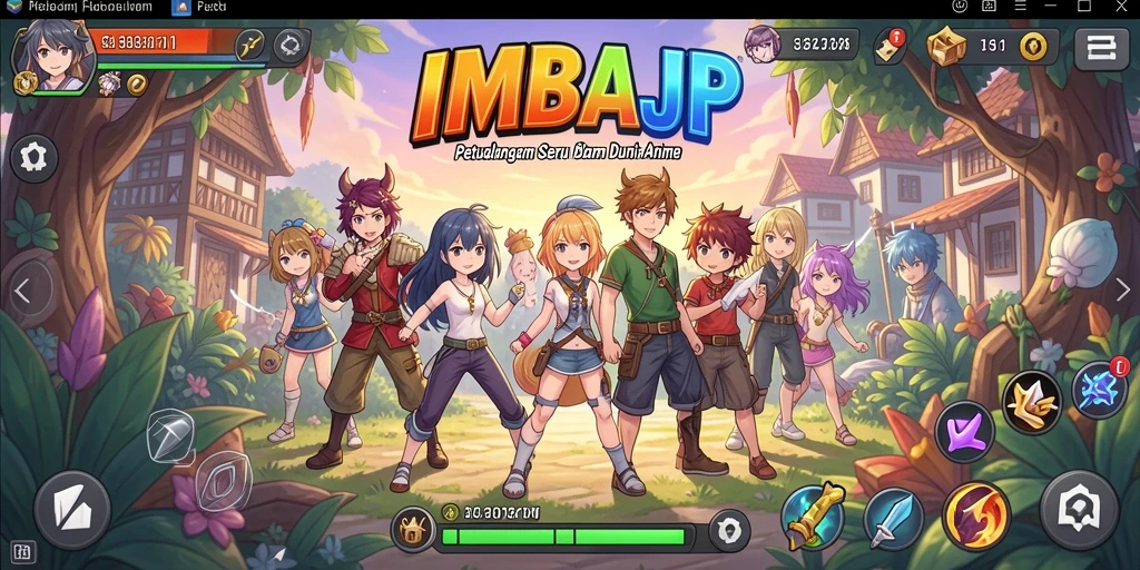 Tampilan menawan dari gameplay IMBAJP yang menampilkan karakter Anime.