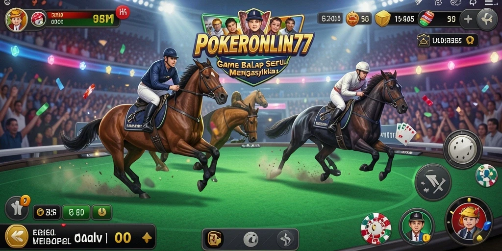 Screenshot POKERONLIN77 saat balapan mendebarkan di lintasan.