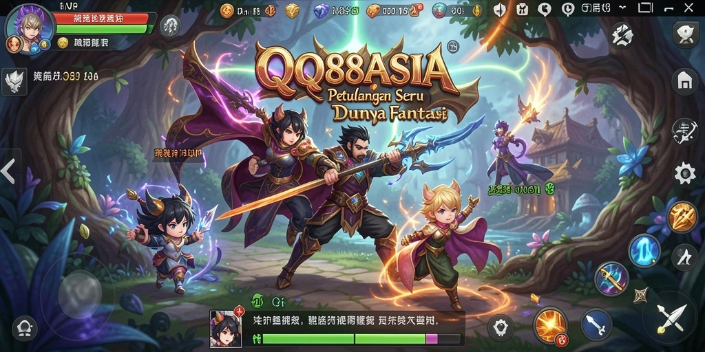 Tampilan gameplay QQ88ASIA yang mendebarkan dalam pertempuran RPG.